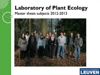 Laboratory of Plant Ecology Master thesis subjects 2012-2013