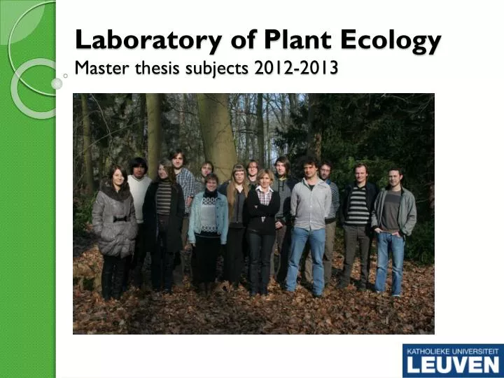 laboratory of plant ecology master thesis subjects 2012 2013