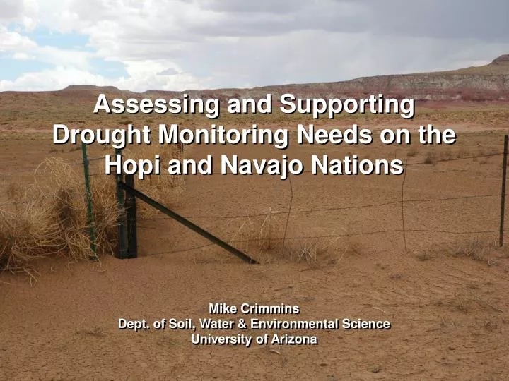 assessing and supporting drought monitoring needs on the hopi and navajo nations