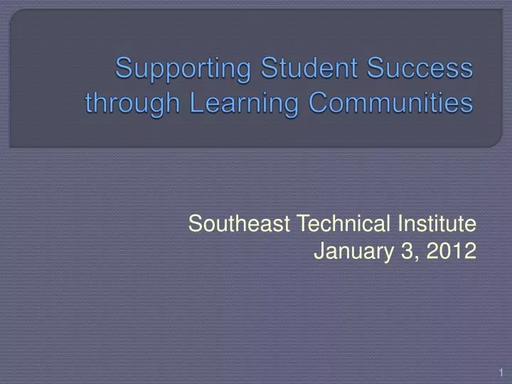 supporting student success through learning communities