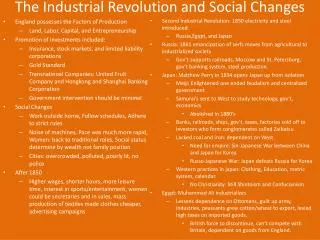 The Industrial Revolution and Social Changes