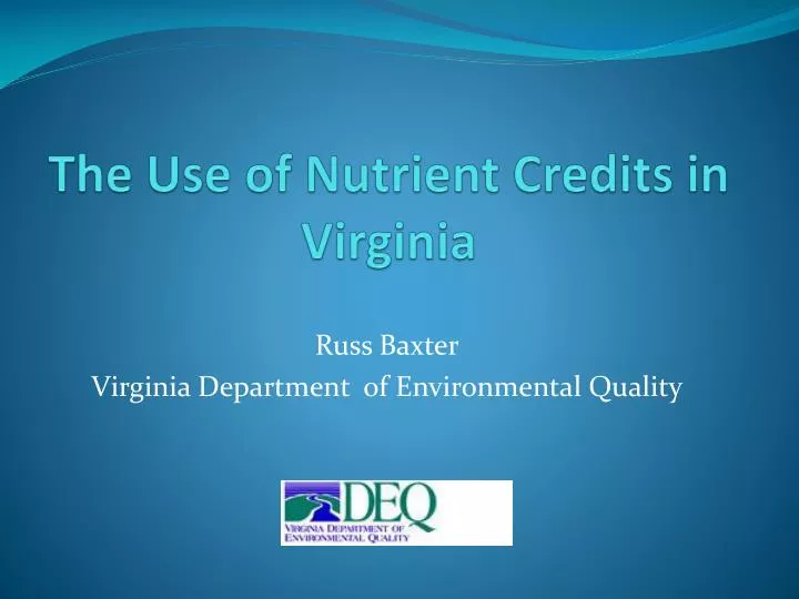 the use of nutrient credits in virginia