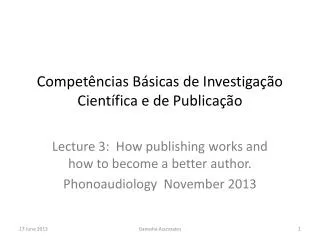 Competências Básicas de Investigação Científica e de Publicação