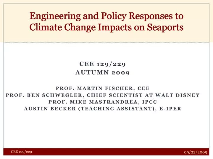 engineering and policy responses to climate change impacts on seaports