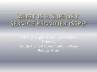 What is a Support Service Provider (SSP)?