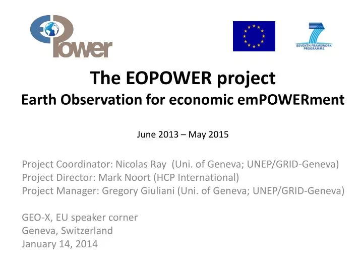the eopower project earth observation for economic empowerment june 2013 may 2015