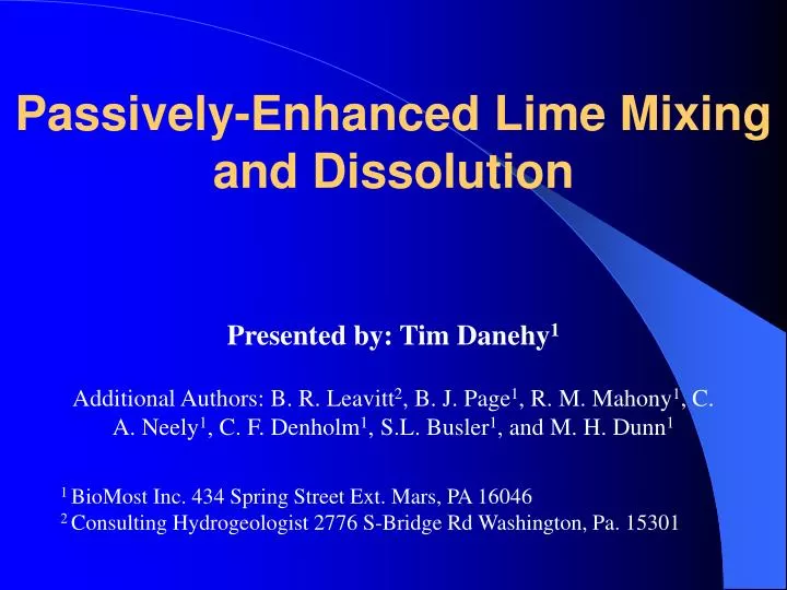 passively enhanced lime mixing and dissolution