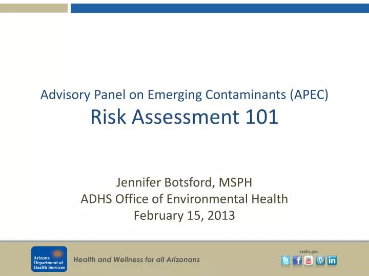 advisory panel on emerging contaminants apec risk assessment 101