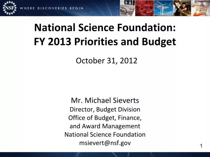 national science foundation fy 2013 priorities and budget