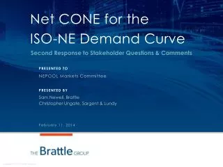 Net CONE for the ISO-NE Demand Curve