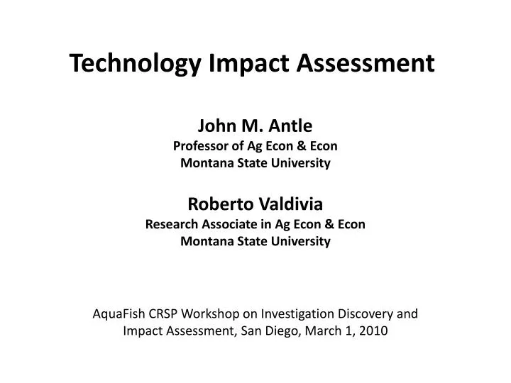 aquafish crsp workshop on investigation discovery and impact assessment san diego march 1 2010