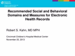 Recommended Social and Behavioral Domains and Measures for Electronic Health Records