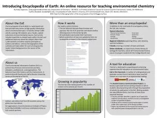 Introducing Encyclopedia of Earth: An online resource for teaching environmental chemistry