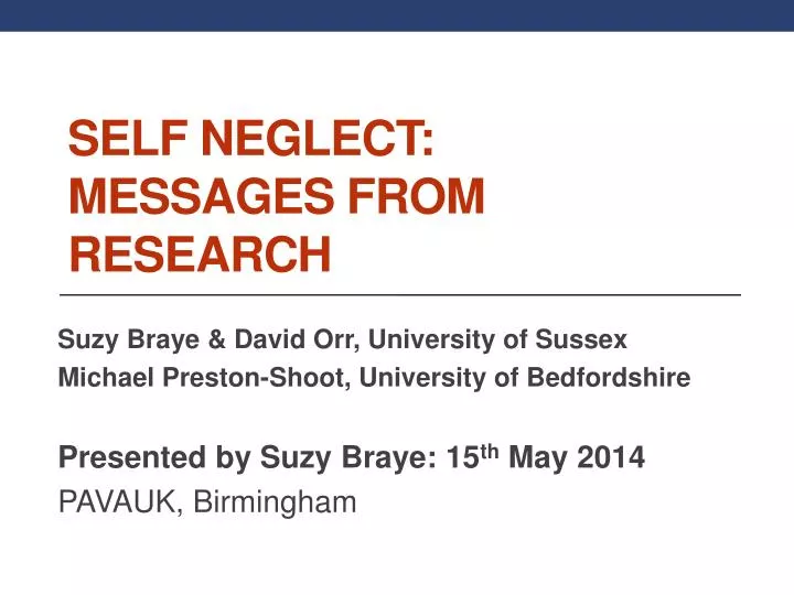 self neglect messages from research