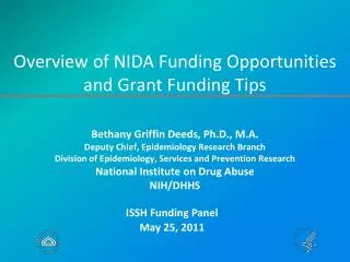 Overview of NIDA Funding Opportunities and Grant Funding Tips
