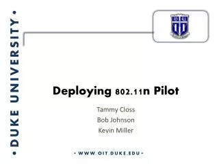 Deploying 802.11n Pilot