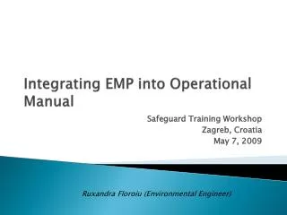 Integrating EMP into Operational Manual