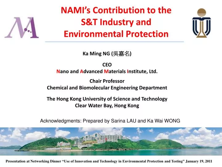 nami s contribution to the s t industry and environmental protection
