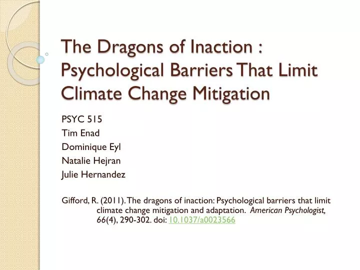 the dragons of inaction psychological barriers that limit climate change mitigation