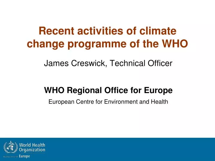 recent activities of climate change programme of the who