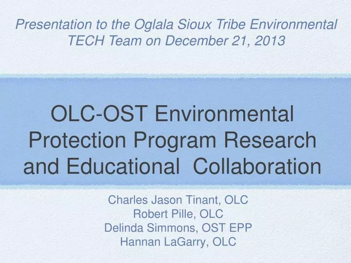 olc ost environmental protection program research and educational collaboration