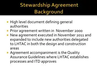 Stewardship Agreement Background