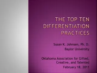 The Top Ten Differentiation Practices