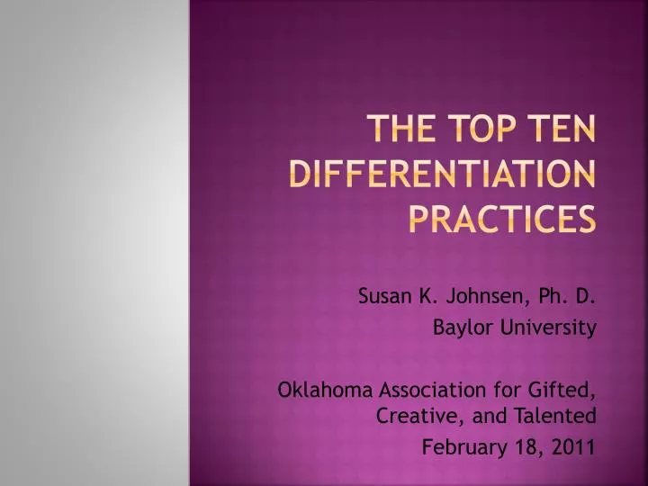 the top ten differentiation practices
