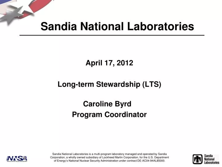 april 17 2012 long term stewardship lts caroline byrd program coordinator