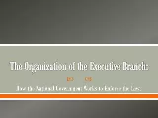 The Organization of the Executive Branch: