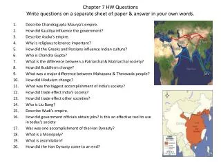 Chapter 7 HW Questions Write questions on a separate sheet of paper &amp; answer in your own words.