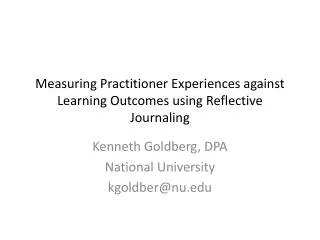 Measuring Practitioner Experiences against Learning Outcomes using Reflective Journaling