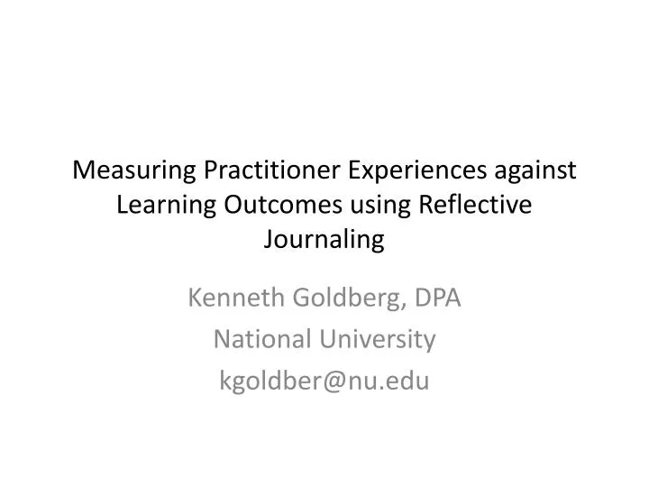 measuring practitioner experiences against learning outcomes using reflective journaling