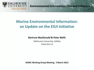 Marine Environmental Information: an Update on the EIUI Initiative
