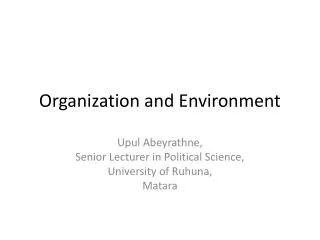 Organization and Environment