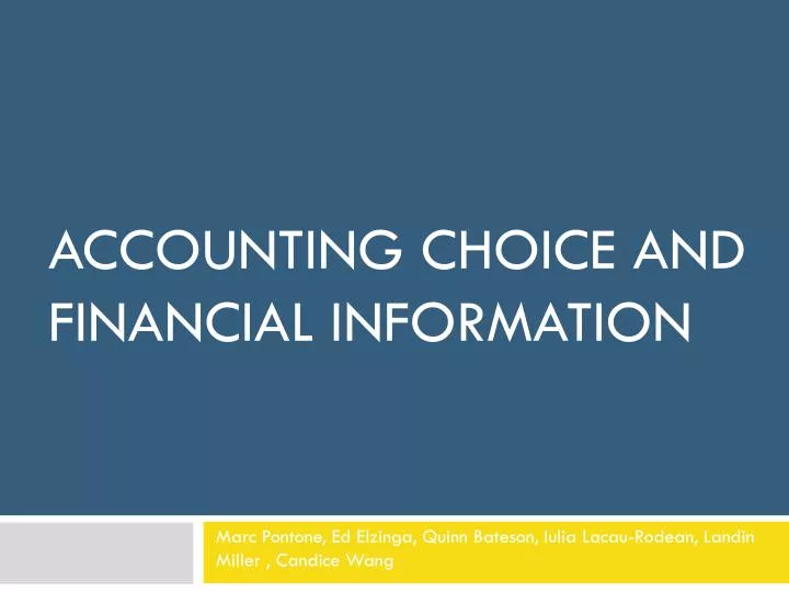 accounting choice and financial information