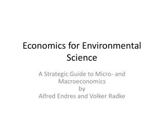 Economics for Environmental Science