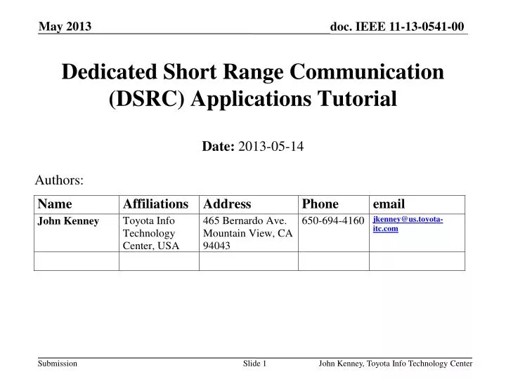 dedicated short range communication dsrc applications tutorial
