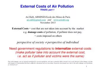 External Costs of Air Pollution TRADD, part 1