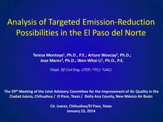 Analysis of Targeted Emission-Reduction Possibilities in the El Paso del Norte