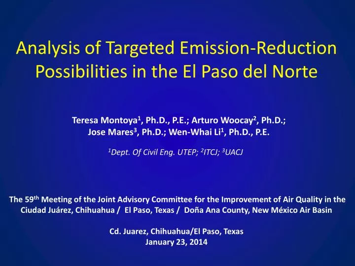 analysis of targeted emission reduction possibilities in the el paso del norte