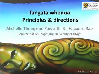 Tangata whenua: Principles &amp; directions