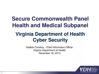 Secure Commonwealth Panel Health and Medical Subpanel
