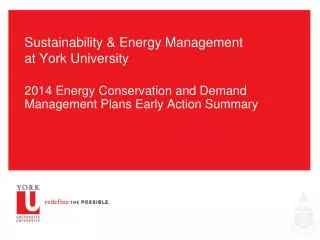 Sustainability &amp; Energy Management at York University