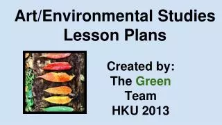 Art/Environmental Studies Lesson Plans