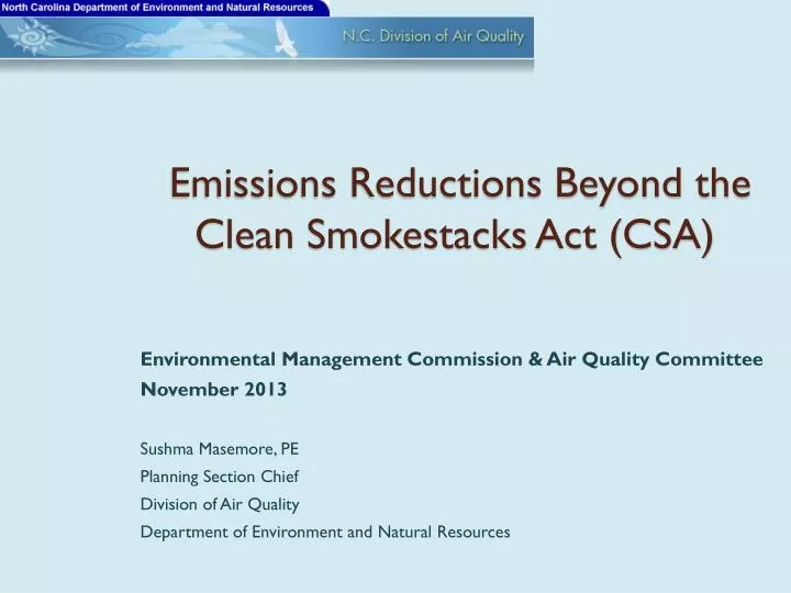 emissions reductions beyond the clean smokestacks act csa