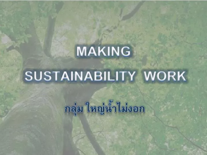 making sustainability work
