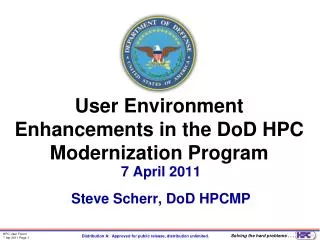 User Environment Enhancements in the DoD HPC Modernization Program