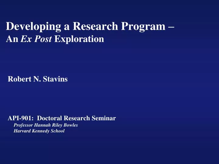 developing a research program an ex post exploration