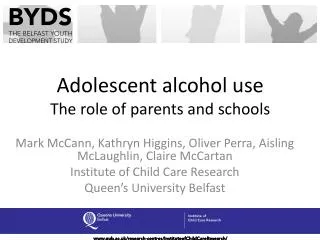Adolescent alcohol use The role of parents and schools